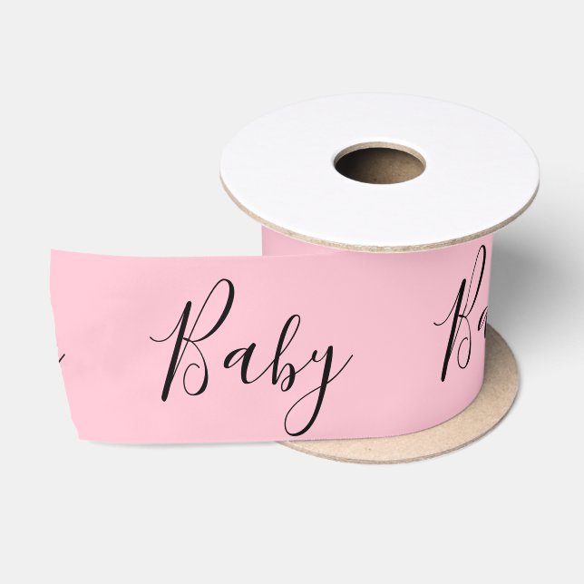 Ruban En Satin Pink Baby Script Élégant Baby shower Satin (Bobine)