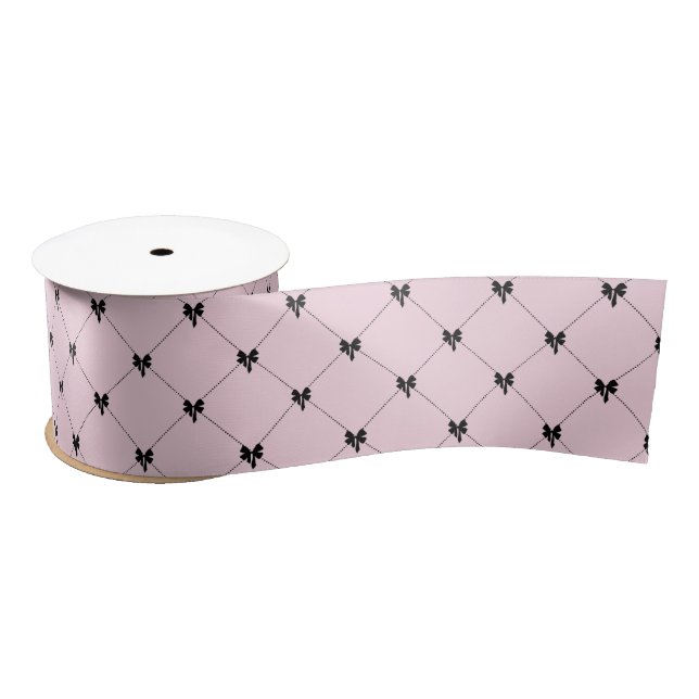 Ruban En Satin Pink & Black Bow Gift Wrapping (Bobine)