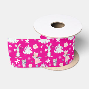 Ruban En Satin Pink clair 🎄 Pastel motif de Noël