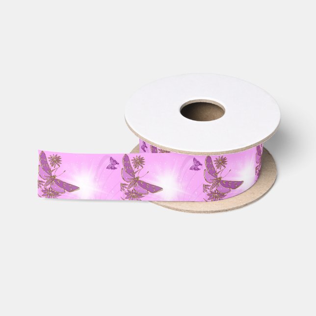 Ruban En Satin Pink Purple Butterfly (Bobine)