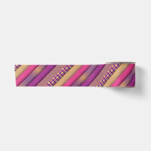Ruban En Satin Pink Tribal Stripes Motif géométrique Bold Ethique