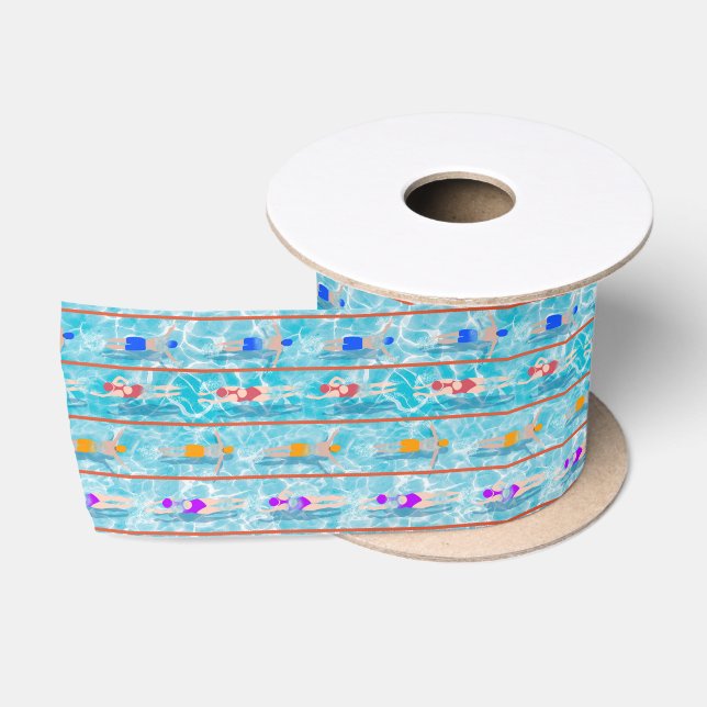 Ruban En Satin Piscine Piscine Motif d'équipe (Bobine)
