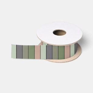 Ruban En Satin Pistachio Coquille verte Pêche pourpre rayures