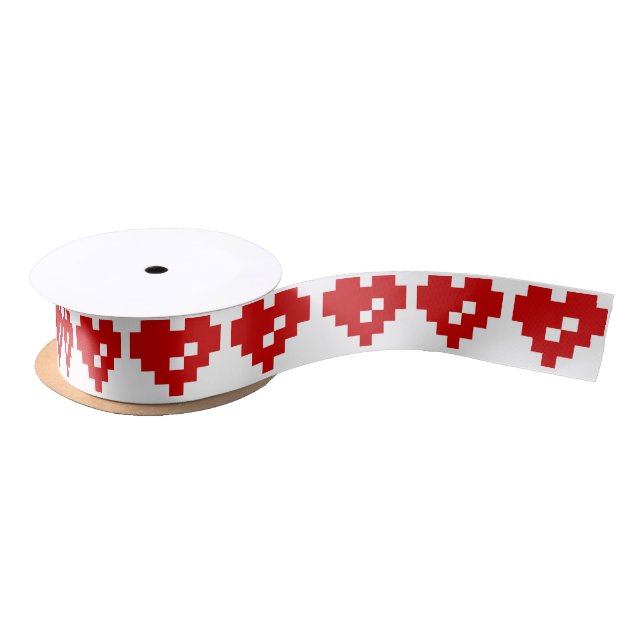 Ruban En Satin Pixel Heart 8 Bit Love (Bobine)