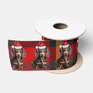 Ruban En Satin Plaid amoureux des chiens et Noël teckel