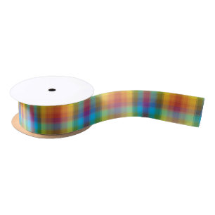 Ruban En Satin Plaid arc-en-ciel