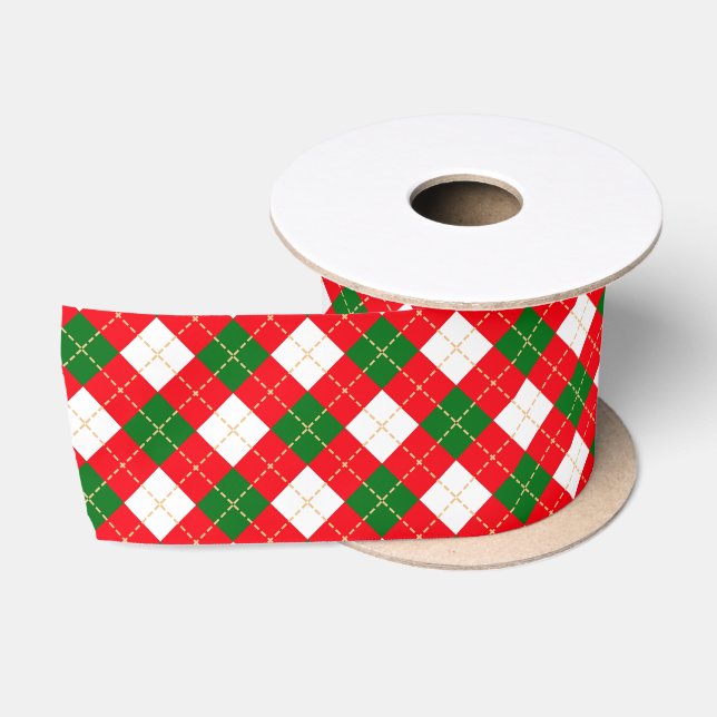 Ruban En Satin Plaid classique rouge blanc et vert tatan (Bobine)