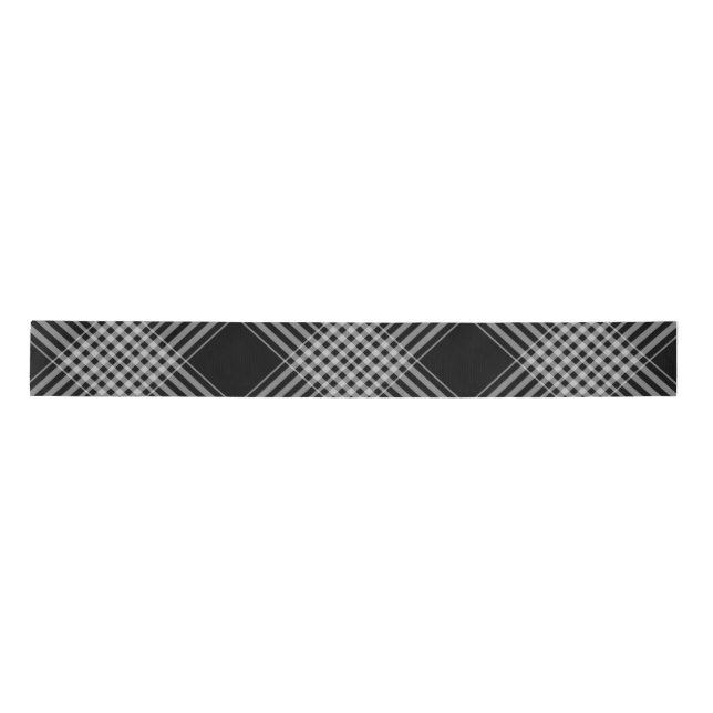 Ruban En Satin Plaid noir et blanc  (Devant)