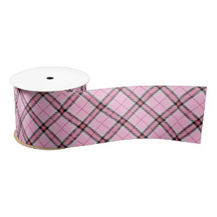 Ruban En Satin Plaid rose et noir