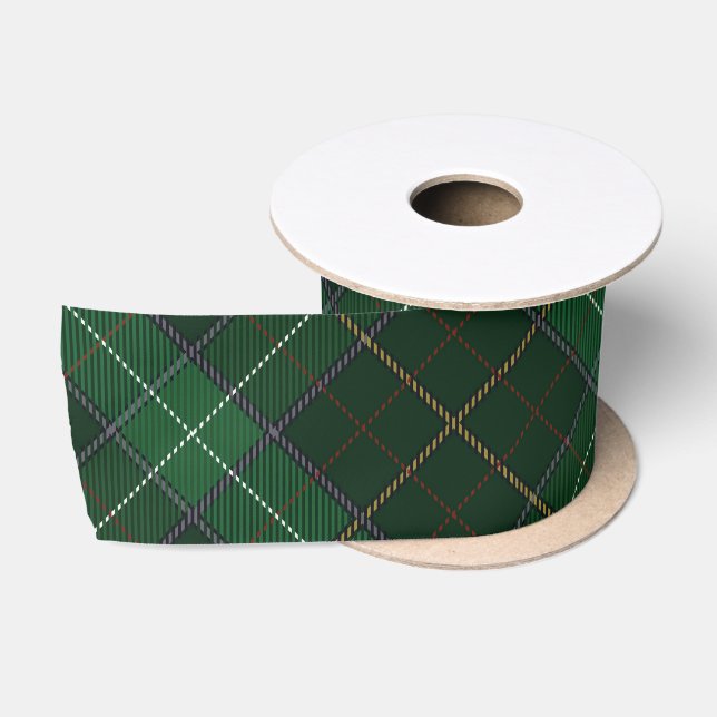Ruban En Satin Plaid Rustique classique Vert Tartan traditionnel (Bobine)