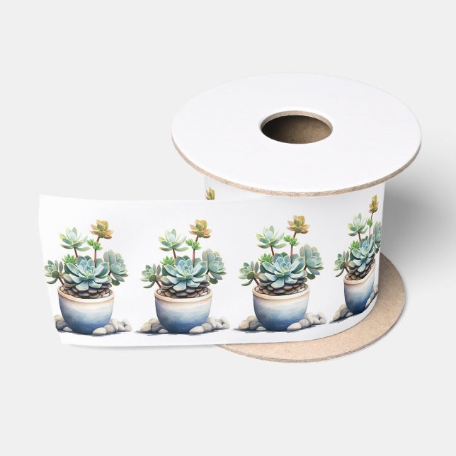 Ruban En Satin Plantes Succulents Pots (Bobine)