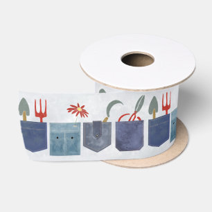 Ruban En Satin Poches de jardin en denim à l'aquarelle fantaisist