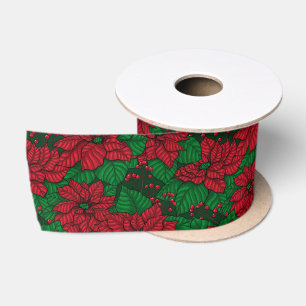 Ruban En Satin Poinsettia, motif de Noël