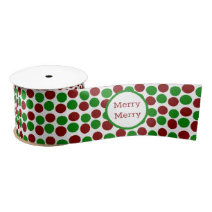 Ruban En Satin Point Polka Gras Rouge et Vert