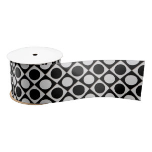 Ruban En Satin Points & Carrés / noir blanc + vos idées