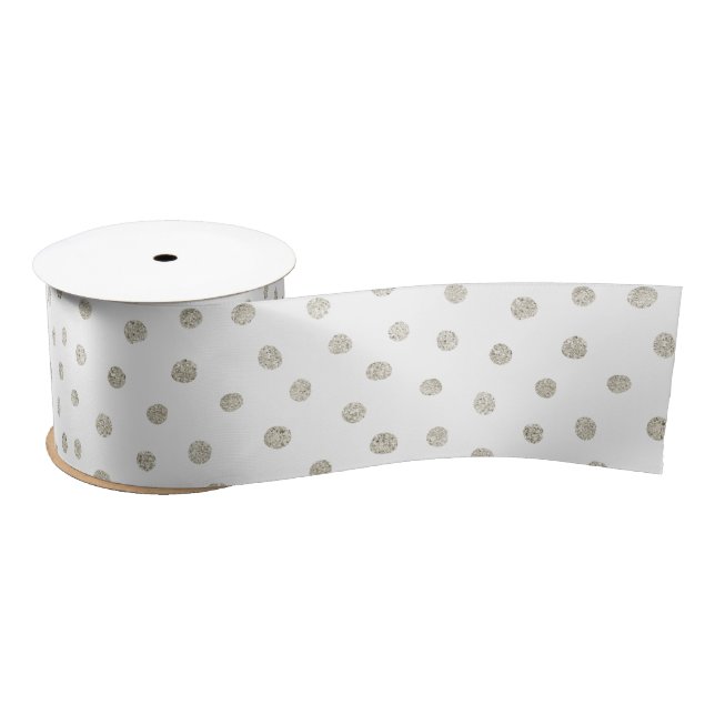 Ruban En Satin Points de parties scintillant en argent (Bobine)