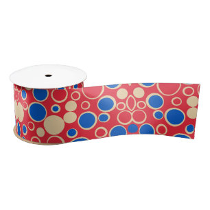 Ruban En Satin Points Rouge Et Bleu Sur Rouge