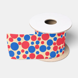 Ruban En Satin Points Rouge Et Bleu Sur Tan