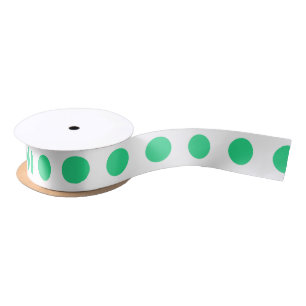 Ruban En Satin Points verts et blancs
