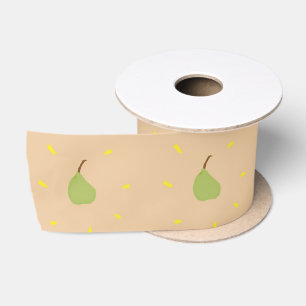 Ruban En Satin Poire verte mignonne motif brun
