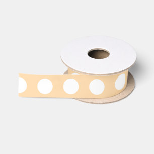 Ruban En Satin Pois blancs sur beige