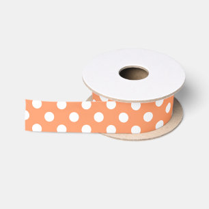 Ruban En Satin Pois blancs sur Tangerine Orange