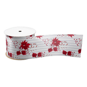 Ruban En Satin Pois de Noël à la menthe poivrée Étoile de Noël