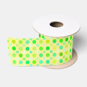 Ruban En Satin pois jaunes et verts