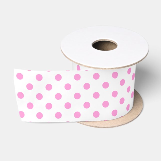 Ruban En Satin Pois rose classique (Bobine)