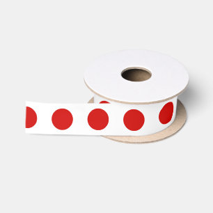 Ruban En Satin Pois rouges et blancs
