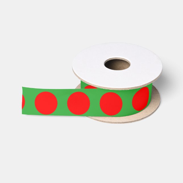 Ruban En Satin Pois rouges verts Noël 4Lotta (Bobine)