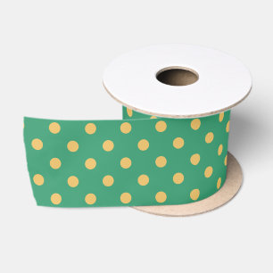Ruban En Satin Pois vert et jaune