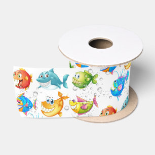 Ruban En Satin Poisson Amusant En Bulles
