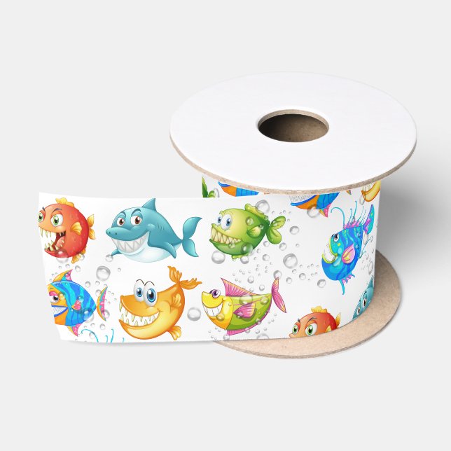 Ruban En Satin Poisson Amusant En Bulles (Bobine)