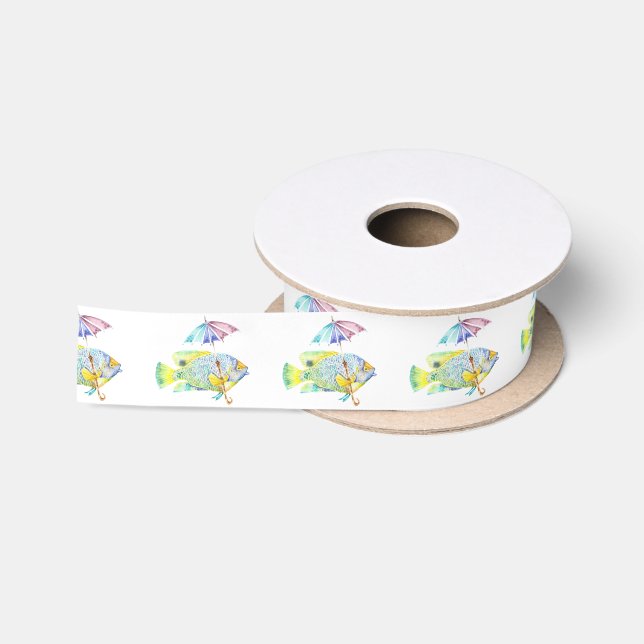 Ruban En Satin Poisson Ange Avec Parapluie (Bobine)
