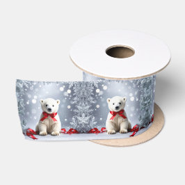 Ruban En Satin Polar Bear Christmas Satin Ribbon