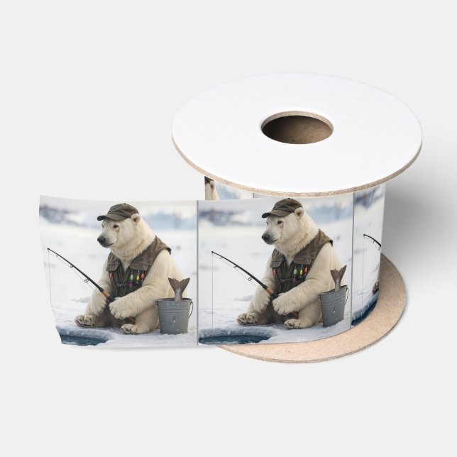 Ruban En Satin Polar Bear Ice Fishing (Bobine)