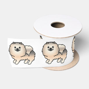 Ruban En Satin Pomeranian Sable Crème Chien de Dessin Animé Migno