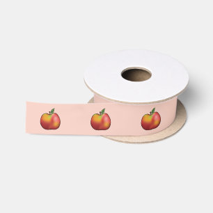 Ruban En Satin Pomme Fruit Dessin Animé Rouge Sur Rose