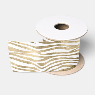 Ruban En Satin Poster de animal blanc Glam Gold Zebra 