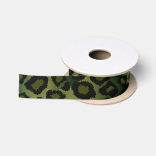 Ruban En Satin Poster de animal léopard   Olive Green