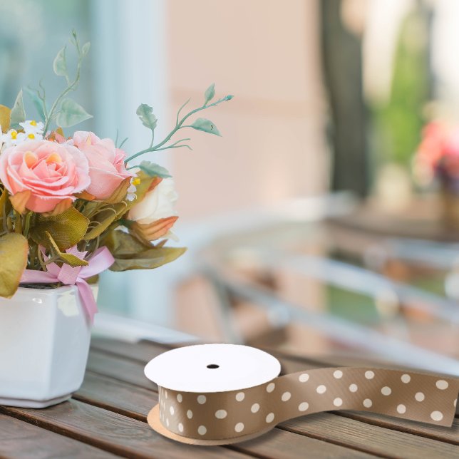 Ruban En Satin Pot Polka beige et latte (Créateur téléchargé)