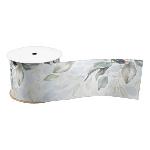 Ruban En Satin Poussière bleue de printemps verdure feuillage élé