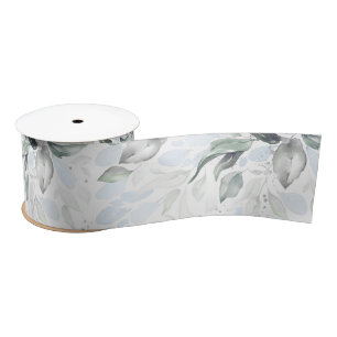 Ruban En Satin Poussière de printemps bleu verdure feuillage élég