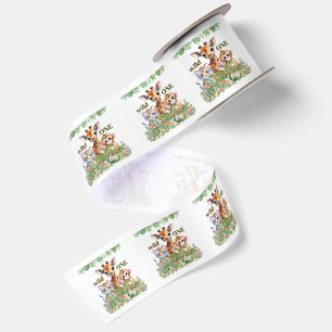 Ruban En Satin Premier Anniversaire Tigre Girafe Singe Sauvage Un