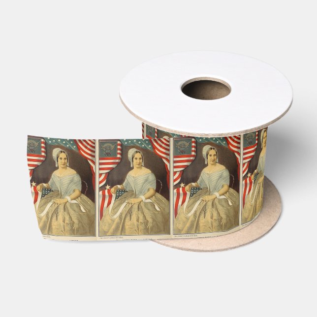 Ruban En Satin Premiers drapeau américain de Betsy Ross et cru (Bobine)