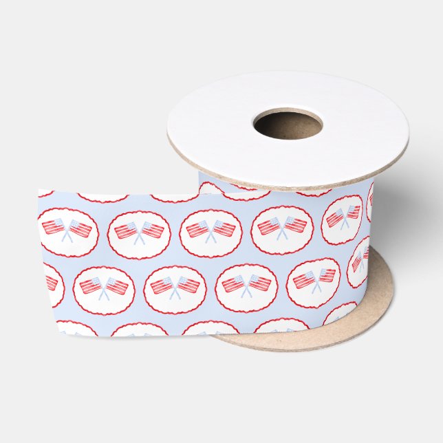 Ruban En Satin Preppy Boys Red White & Two Patriotic Birthday (Bobine)