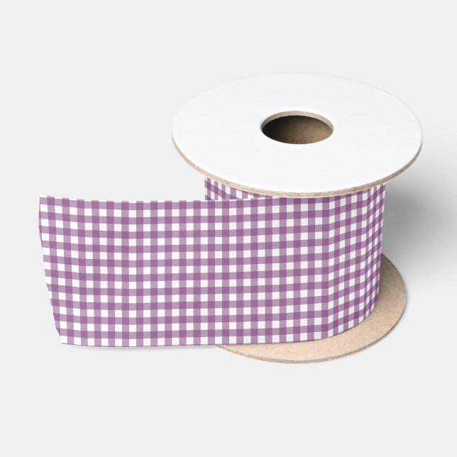 RUBAN EN SATIN PURPLE ET BLANC EN VICHY SATIN RIBBON (Bobine)