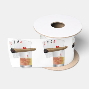 Ruban En Satin Quatre As, Un Verre et Un Cigar