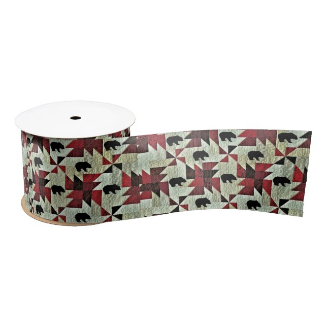Ruban En Satin Quilt d'ours noir (Bobine)